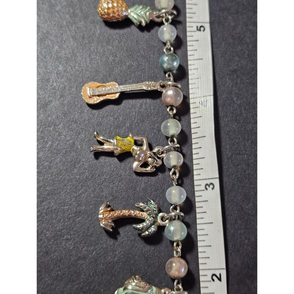 1950's Little Miss Brand Hawaii Charm Bracelet 7" Silver Tone Vintage - Picture 8 of 12